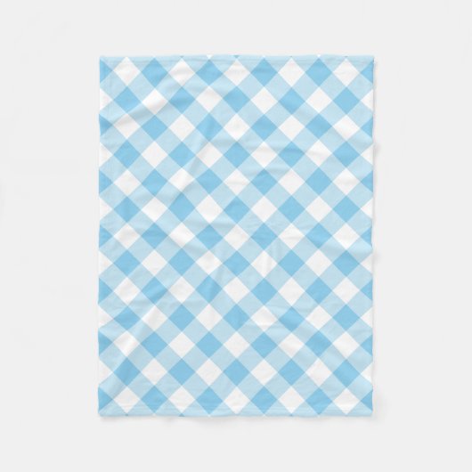 Baby Blue und White Large Diagonal Gingham Karos Fleecedecke (Vorderseite)