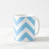 Baby Blue und White Large Horiz. Zickzack Muster Kaffeetasse (VorderseiteRechts)