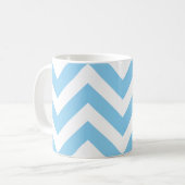 Baby Blue und White Large Horiz. Zickzack Muster Kaffeetasse (Vorderseite Links)