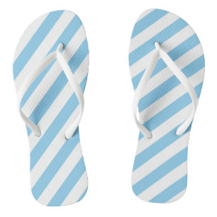 Baby Blue und White Large Size Diagonalstreifen Badesandalen