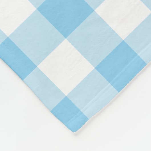 Baby Blue und White Large Size Gingham Karos Fleecedecke (Ecke)