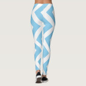 Baby Blue und White Large Size Vert. Zickzack Leggings (Rückseite)