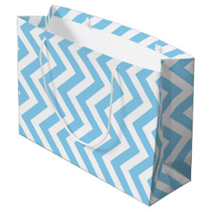 Baby Blue und White Large Size Vertikal Zickzack Große Geschenktüte