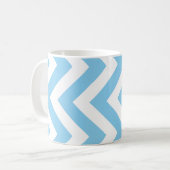 Baby Blue und White Large Vertikal Zickzack Patter Kaffeetasse (Vorderseite Links)