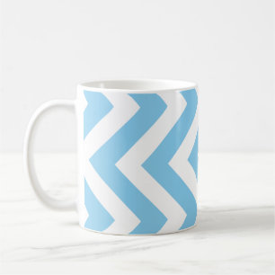 Baby Blue und White Large Vertikal Zickzack Patter Kaffeetasse