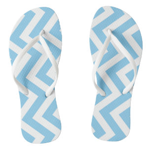 Baby Blue und White Large Vertikal Zickzack Stripe Badesandalen