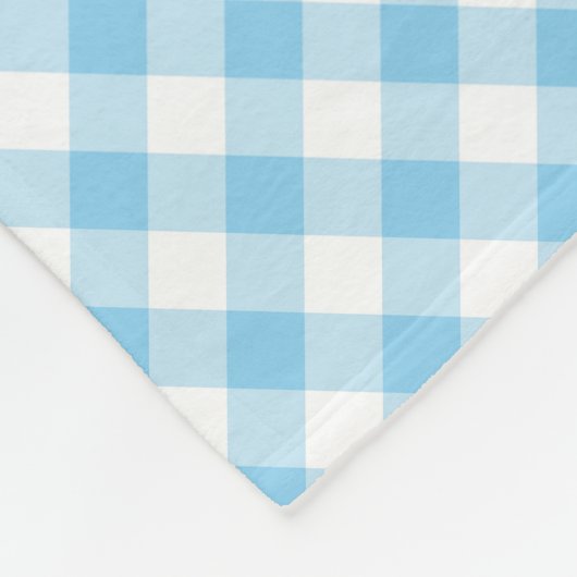 Baby Blue und White Medium Diagonal Gingham Karos Fleecedecke (Ecke)