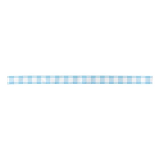 Baby Blue und White Medium Gingham Karos Ribbon Satinband (Vorderseite)
