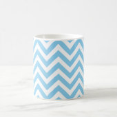 Baby Blue und White Medium Horiz. Zickzack Muster Kaffeetasse (Mittel)