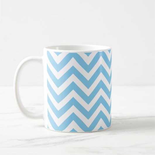 Baby Blue und White Medium Horiz. Zickzack Muster Kaffeetasse (Links)