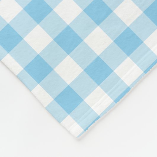 Baby Blue und White Medium Size Gingham Karo Fleecedecke (Ecke)