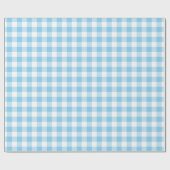 Baby Blue und White Medium Size Gingham Karo Geschenkpapier (Flach)