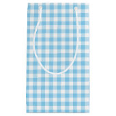 Baby Blue und White Medium Size Gingham Karo Kleine Geschenktüte (Vorderseite)