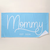 Baby Blue und White Monoline Mommy Strandtuch (Vorderseite)