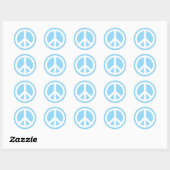 Baby Blue und White Peace Symbol Runder Aufkleber (Blatt)