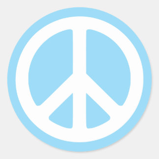 Baby Blue und White Peace Symbol Runder Aufkleber