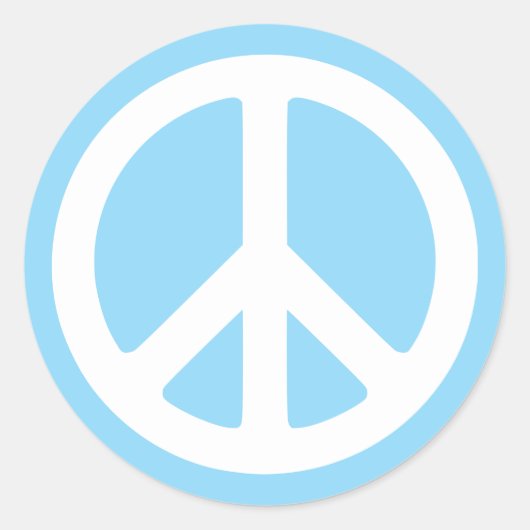 Baby Blue und White Peace Symbol Runder Aufkleber (Vorderseite)