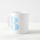 Baby Blue und White Polka Dot Monogram Kaffeetasse (Vorderseite Links)