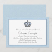 Baby Blue und White Prince Baby Dusche Einladung (Vorne/Hinten)