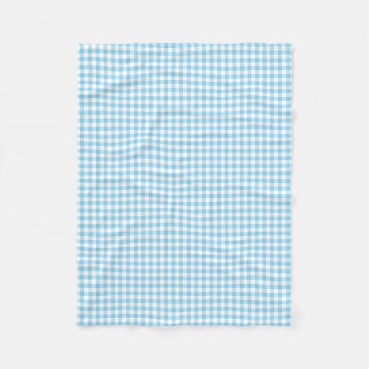 Baby Blue und White Small Size Gingham Karos Fleecedecke (Vorderseite)