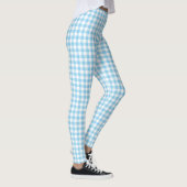 Baby Blue und White Small Size Gingham Karos Leggings (Rechts)