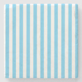 Baby Blue und White, Stripes Square Untersetzer (Vorderseite)