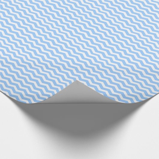 Baby Blue und White Zickzack Geschenkpapier (Ecke)