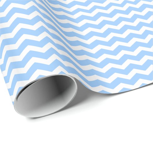 Baby Blue und White Zickzack Geschenkpapier (Rolleneckpunkt)