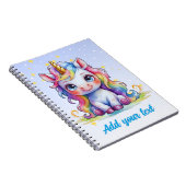 Baby blue Unicorn Notebook - Individuelle Name Notizblock (Rechte Seite)