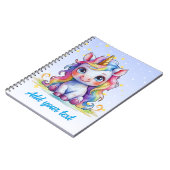 Baby blue Unicorn Notebook - Individuelle Name Notizblock (Linke Seite)