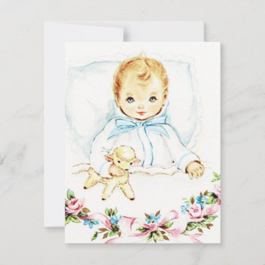 Baby Blue Vintag Baby Boy Dusche Einladung (Vorderseite)