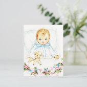 Baby Blue Vintag Baby Boy Dusche Einladung (Stehend Vorderseite)