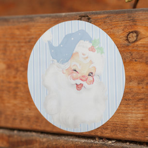Baby Blue Vintag Winking Santa Claus Weihnachten Runder Aufkleber