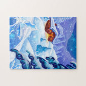 Baby Blue Violet Winter Schneekabine Puzzle (Horizontal)