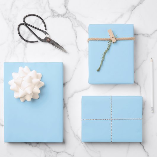 Baby Blue Vollfarbe Pastellpapier Geschenkpapier Set (Vorderseite)