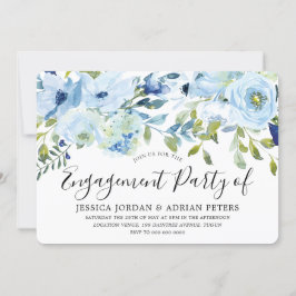 Baby Blue Watercolor Blume Engagement Party Einladung