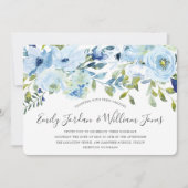 Baby Blue Watercolor Blume Winterhochzeit Einladung (Vorderseite)
