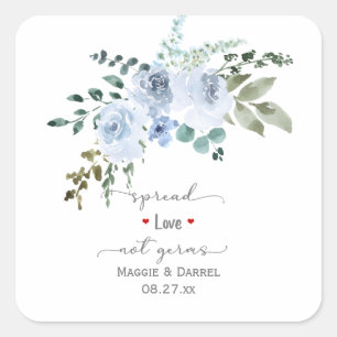 Baby Blue Watercolor Floral Spread Liebe Nicht Kei Quadratischer Aufkleber