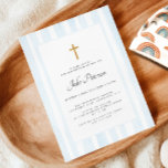 Baby Blue Watercolor Taufe Einladung<br><div class="desc">Whimsikale und elegante blaue Aquarelltaufe Einladung.</div>