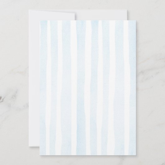 Baby Blue Watercolor Taufe Einladung (Rückseite)