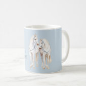 Baby Blue Weiße Pferde Kaffeetasse (VorderseiteRechts)