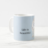 Baby Blue Weiße Pferde Kaffeetasse (Vorderseite Links)