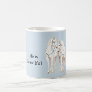 Baby Blue Weiße Pferde Kaffeetasse