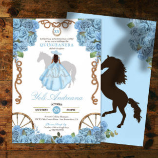 Baby Blue Western Charro Quinceanera Einladung