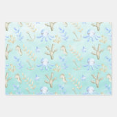 Baby Blue Whale Octopus Seepferd Under Sea Aqua Geschenkpapier Set (Vorderseite 2)