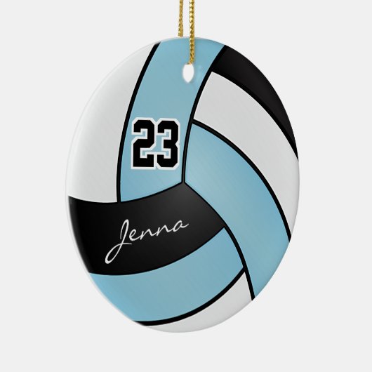 Baby Blue, White and Black 🏐 Volleyball Keramik Ornament (Rechts)