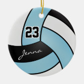 Baby Blue, White and Black 🏐 Volleyball Keramik Ornament (Vorne)