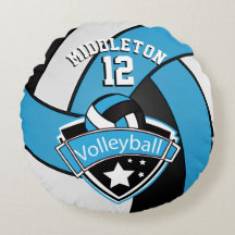 Baby Blue, White & Black Personalize Volleyball
