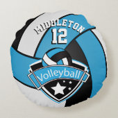Baby Blue, White & Black Personalize Volleyball Rundes Kissen (Rückseite)