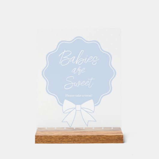 Baby Blue & White Bow Babies sind süße Leckerei Acrylschild (Vorderseite)